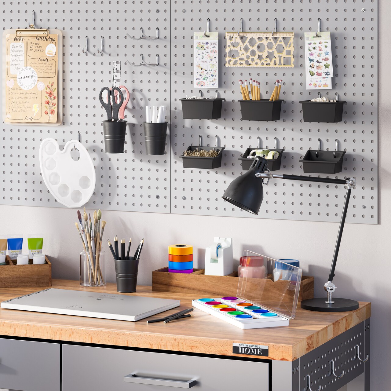 Seville Classics UltraHD 2-Piece Pegboard Set w/ 23 Piece Hook Assortment